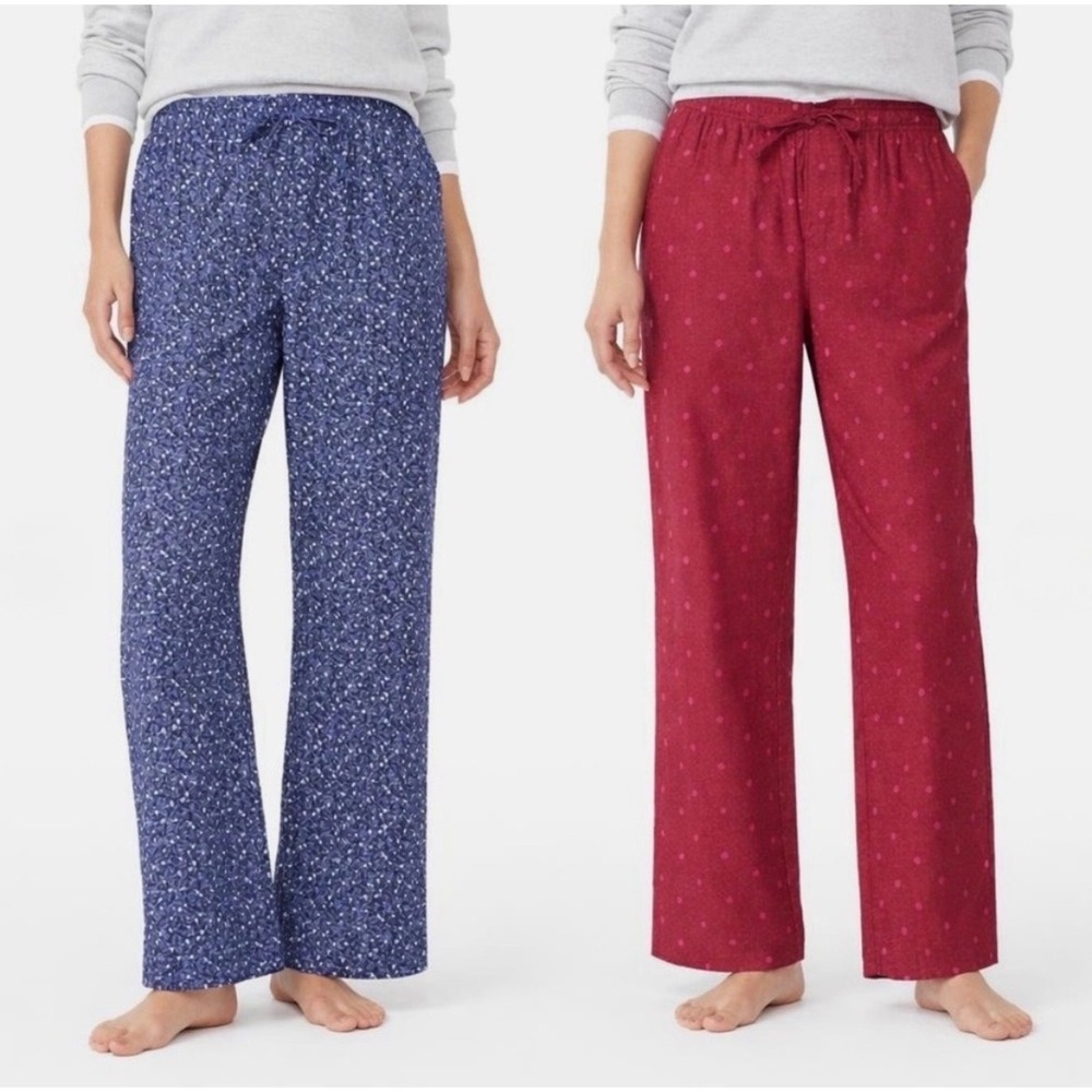 GAP Women's Cotton-Blend Lounge Pajama Pants - Blue and Red
